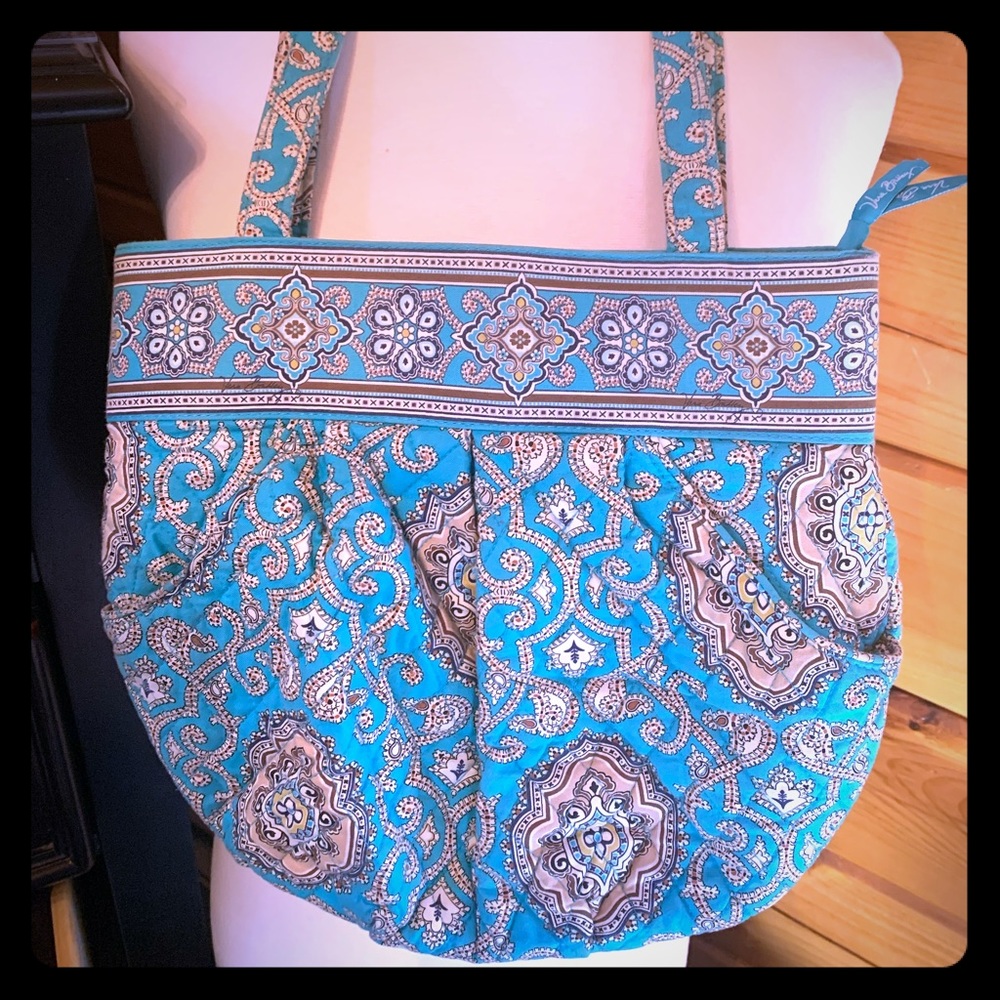 Vera Bradley turquoise blue tote with pockets